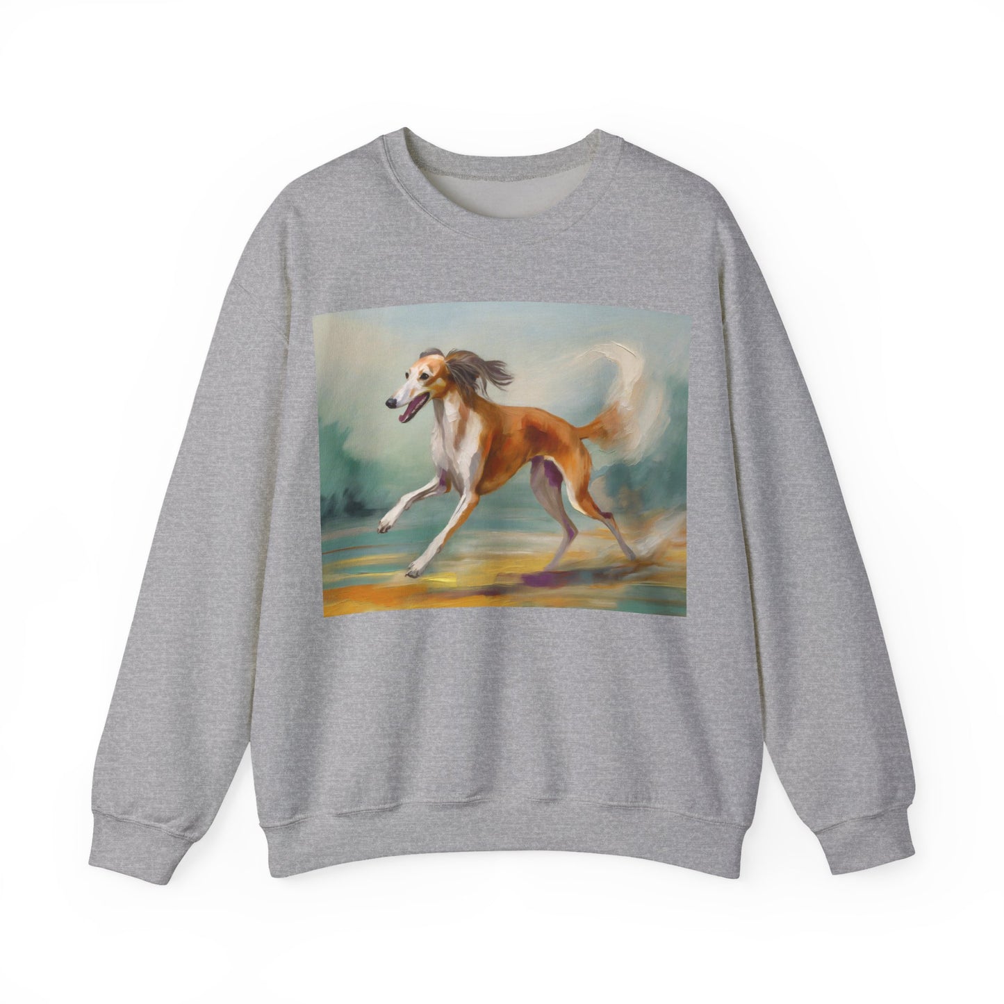 Saluki 'On the Run' Unisex 50/50 Crewneck Sweatshirt
