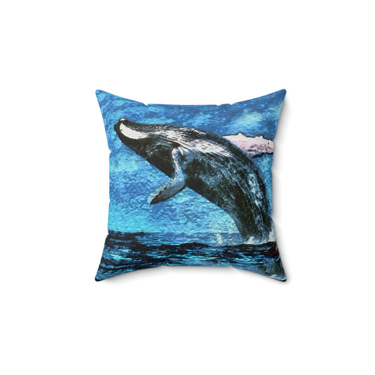 Humpback Whale  Spun Polyester Throw Pillow