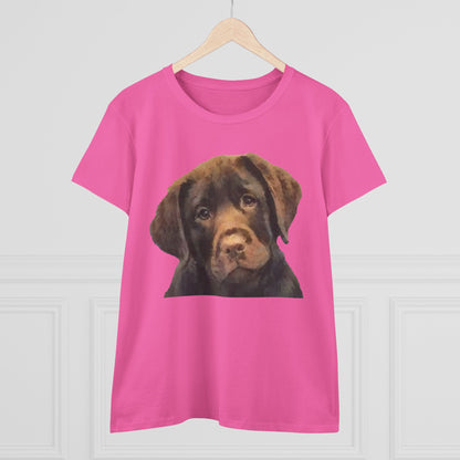 Chocolate Labrador Puppy 'Chocolate Lab' Women's Midweight Cotton Tee
