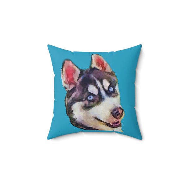 Siberian Husky 'Iditarod' Spun Polyester Throw  Pillow