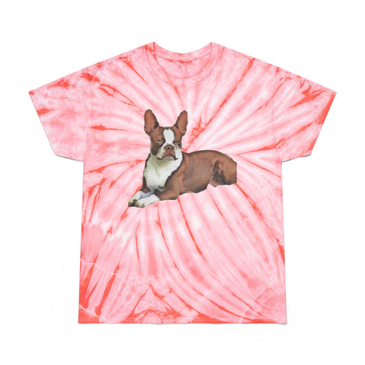 Boston Terrier 'Seely' Unisex Cotton Tie-Dye Tee, Cyclone