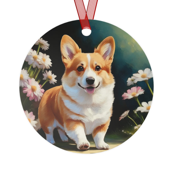 Welsh Corgy Puppy  - Christmas Tree Metal Ornaments