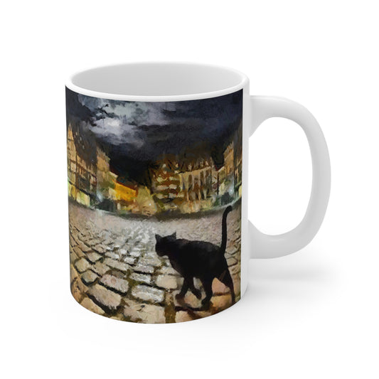 Night Cat Prowling - Ceramic Mug 11oz