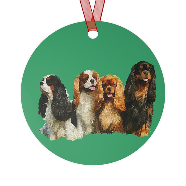 King Charles Spaniels "Cavalier Club" Christmas Tree  Metal Ornaments