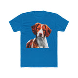 Brittany Spaniel 'Gunner'  Men's Fitted Cotton Crew Tee