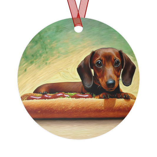 Dachshund Delight - Weiner Dog Christmas Tree Metal Ornaments