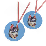 Siberian Husky 'Iditarod' Metal Ornaments