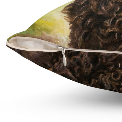 Curly-Coated Retriever Spun Polyester Throw Pillow