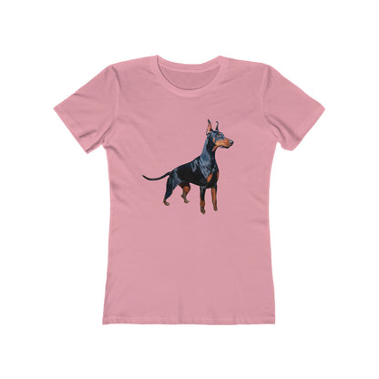 Stylish Doberman Graphic - Women's Slim Fit Ringspun Cotton Tee for Dog Lovers