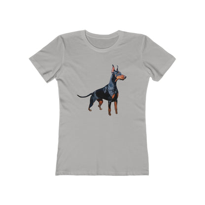 Stylish Doberman Graphic - Women's Slim Fit Ringspun Cotton Tee for Dog Lovers