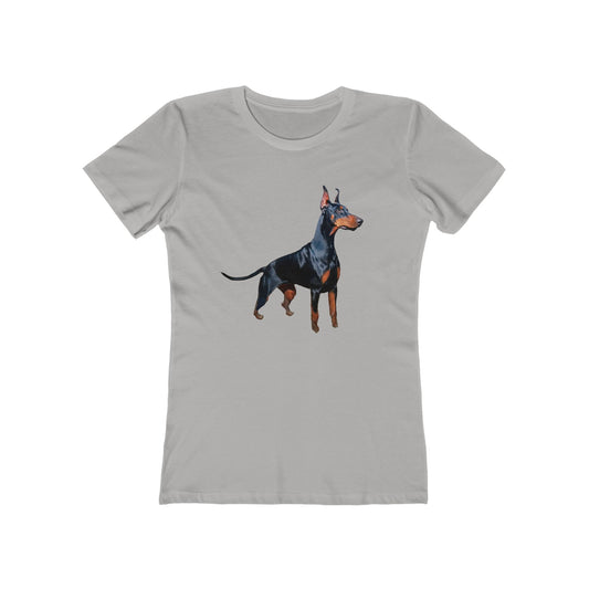 Stylish Doberman Graphic - Women's Slim Fit Ringspun Cotton Tee for Dog Lovers