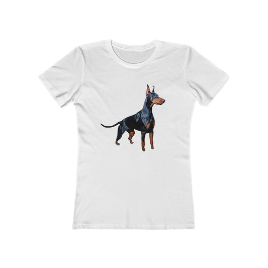 Stylish Doberman Graphic - Women's Slim Fit Ringspun Cotton Tee for Dog Lovers