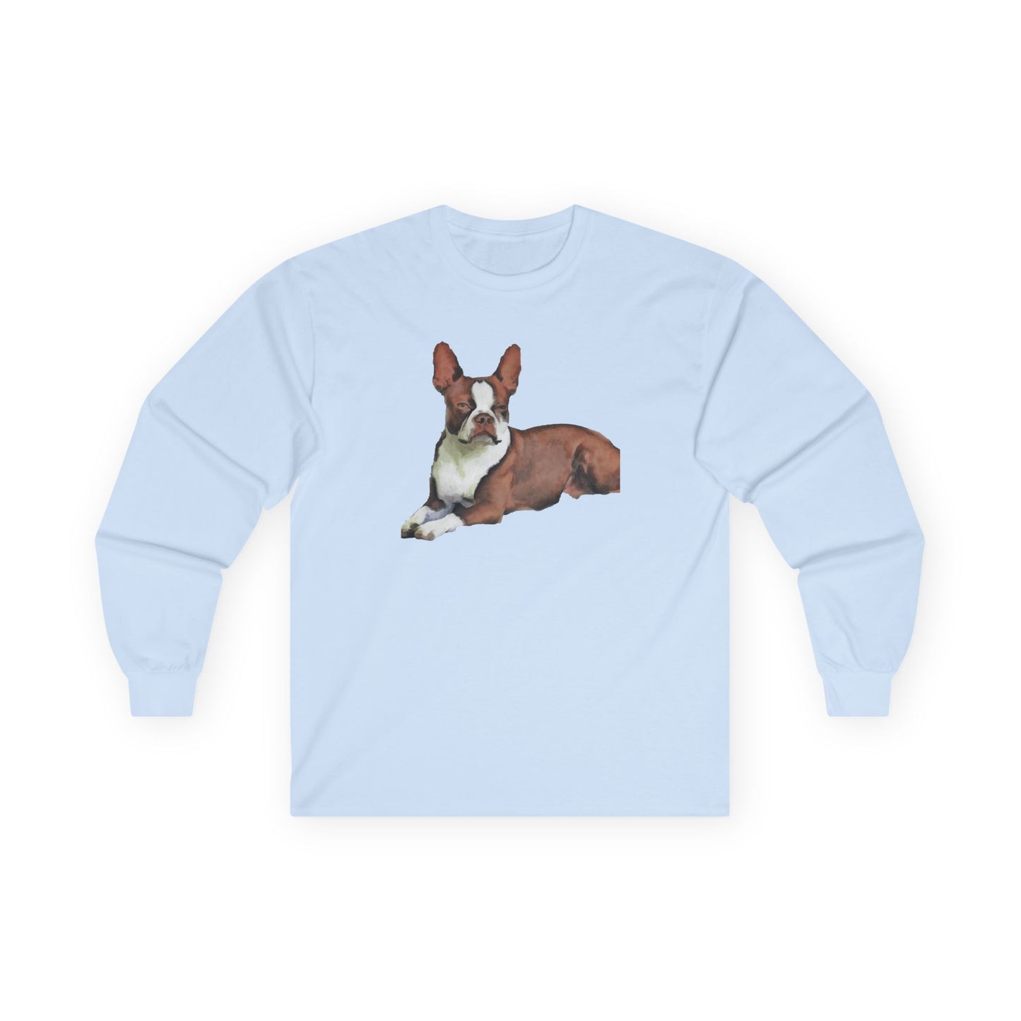 Boston Terrier - Brown & White Unisex Classic Cotton Long Sleeve Tee