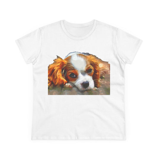 King Charles Spaniel 'Puppy #2' Women's Midweight Cotton Tee