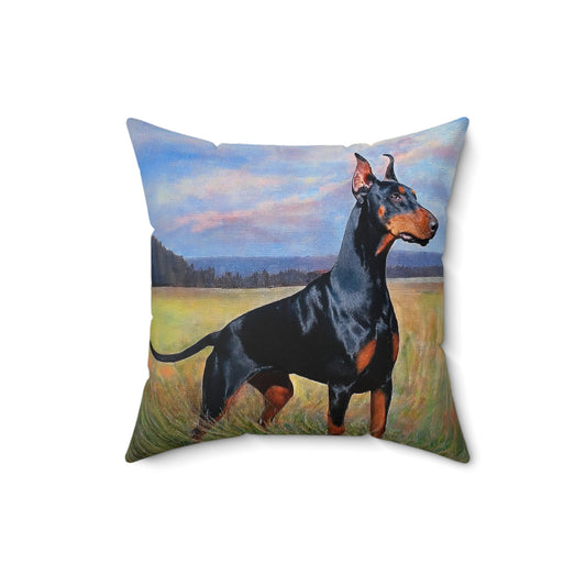 Doberman Pinscher Print Polyester Throw Pillow - Decorative Home Accent