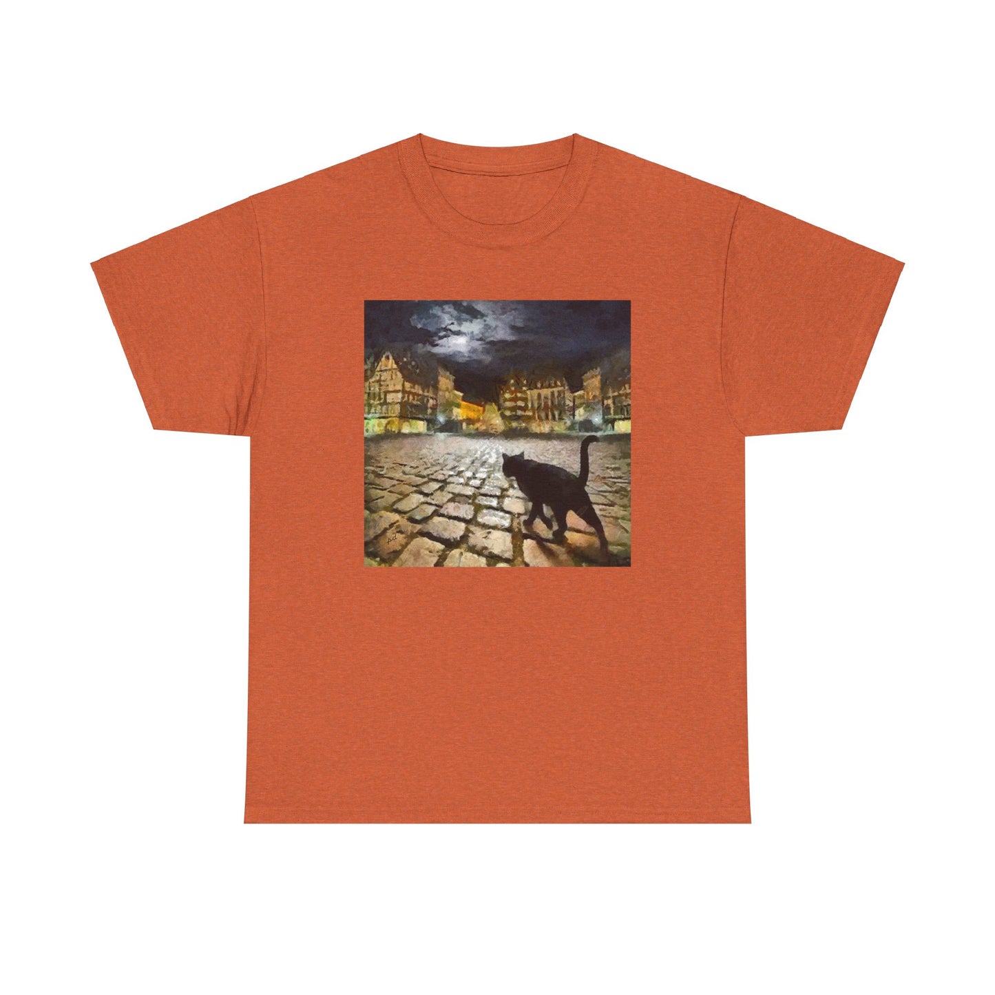 Night Cat Unisex Heavy Cotton Tee