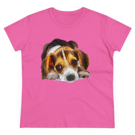 Beagle 'Daisy May' Women's Midweight Cotton Tee - A Whimsical Delight