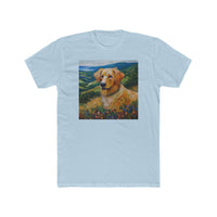 Golden Retriever Artistic Painting Men's Fitted Cotton Crew Tee