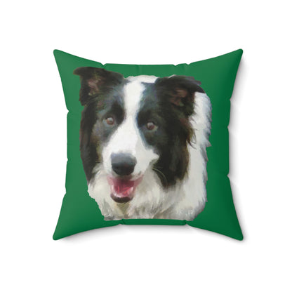 Border Collie #2 Spun Polyester Throw Pillow