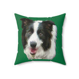 Border Collie #2 Spun Polyester Throw Pillow