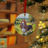 Basset Hound  --  Christmas Tree Metal Ornaments