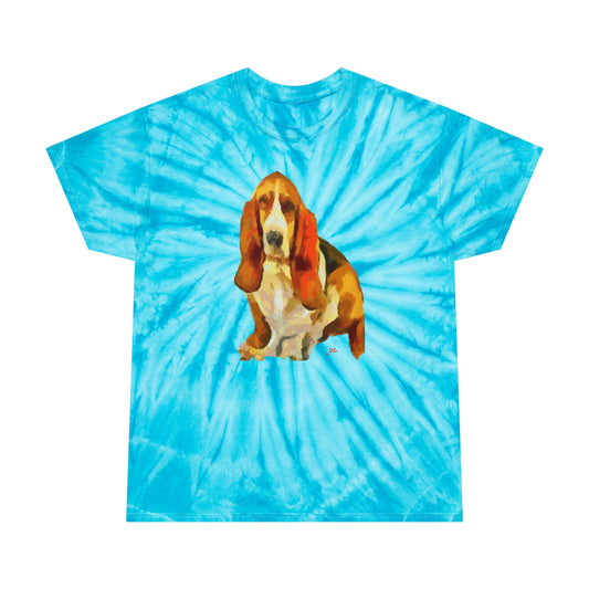 Basset Hound 'Lautrec' Unisex Cotton Tie-Dye Tee, Cyclone
