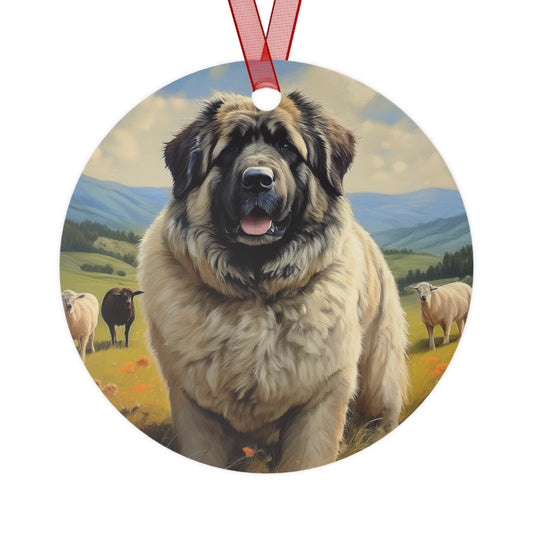 Caucasian Shepherd Dog Christmas Tree Metal Ornaments