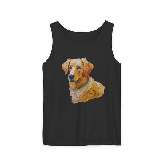 Golden Retriever Puppy - Unisex Relaxed Fit Garment-Dyed Tank Top