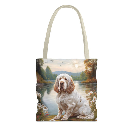 Clumber Spaniel Polyester Tote Bag (AOP)