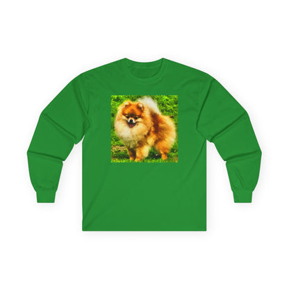 Pomeranian 'Pom Pom' Unisex Cotton Long Sleeve Tee