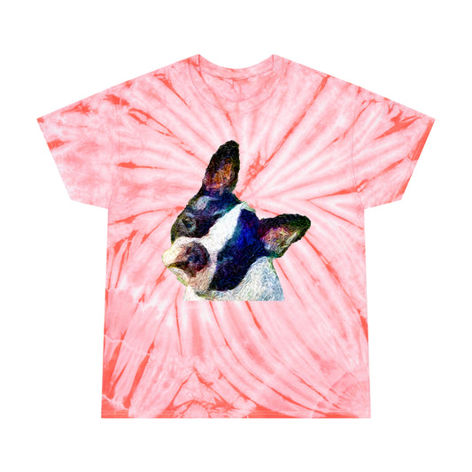Boston Terrier 'Skipper' Unisex Cotton Tie-Dye Tee in Cyclone