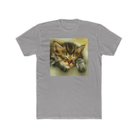 Sleepy Brucie the Cat - Men's Fitted Cotton Crew Tee