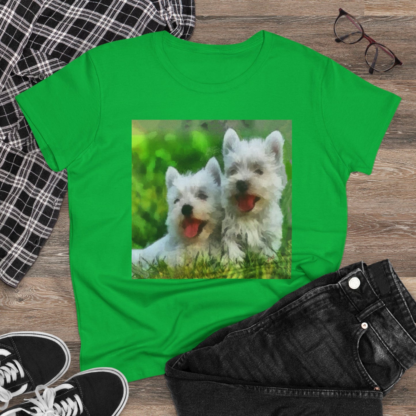 Westies - West Highland Terriers Women's Midweight Cotton Tee
