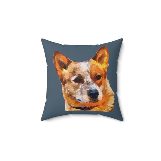Whimsical Red Heeler - Australian Cattle Dog Spun Polyester Throw Pillow