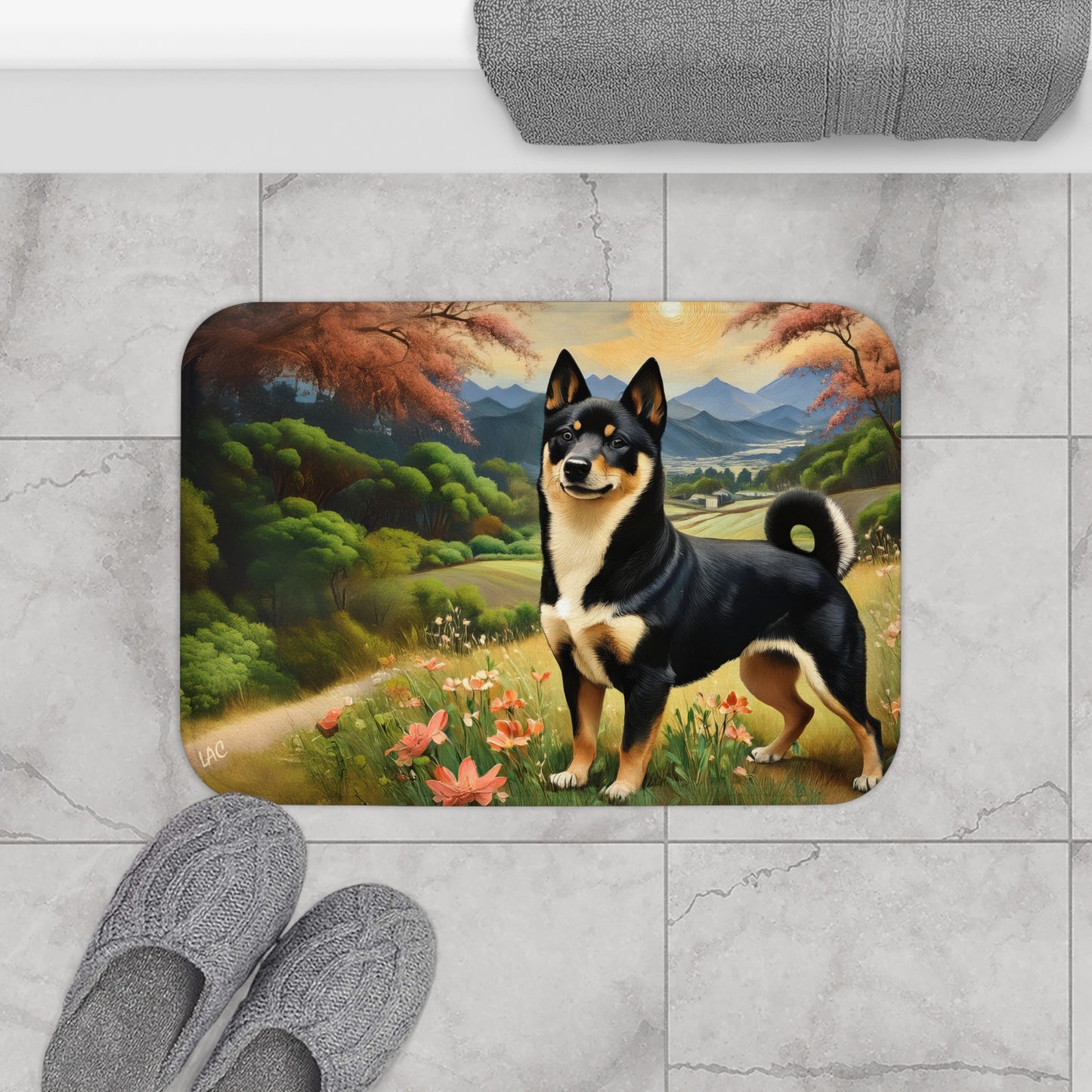 Black & Tan Shiba Inu Bathroom Rug Mat