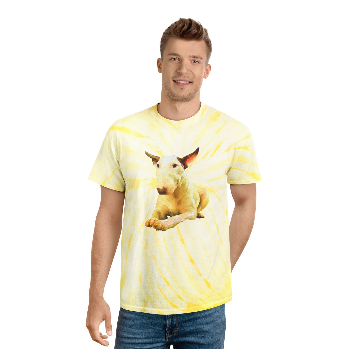 English Bull Terrier Unisex Tie-Dye Cotton Tee, Cyclone