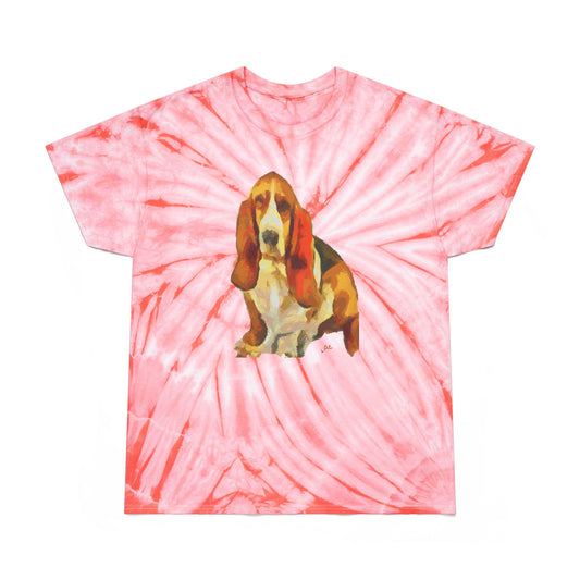 Basset Hound 'Lautrec' Unisex Cotton Tie-Dye Tee, Cyclone - Art for the Soul