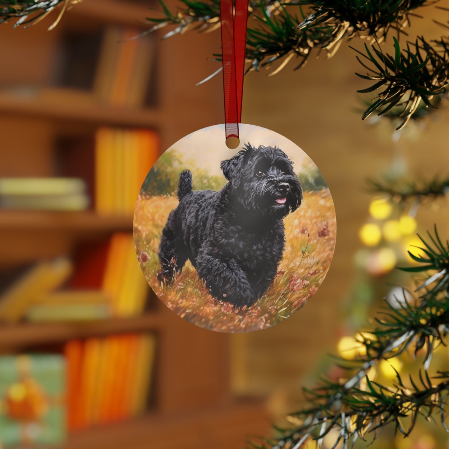 Black Russian Terrier Christmas Tree Metal Ornaments