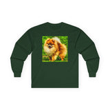 Pomeranian 'Pom Pom' Unisex Cotton Long Sleeve Tee