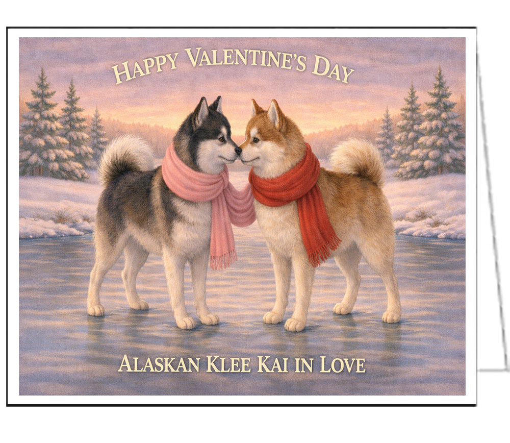 Alaskan Klee Kai In Love - Charming Valentine Card