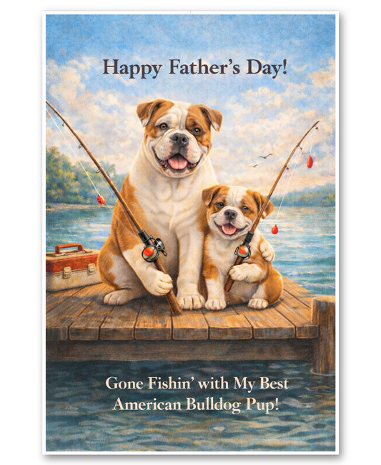 American Bulldog - My Best Fishing Pal - Father's Day Card
