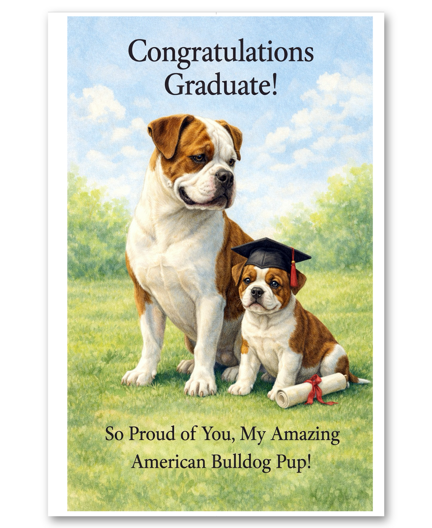 American Bulldog - Congratuations - So Proud of You - Graduation Card