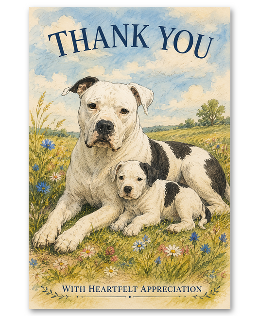 American Bulldog Family - Thank You With Heartfelt Appreciation Card
