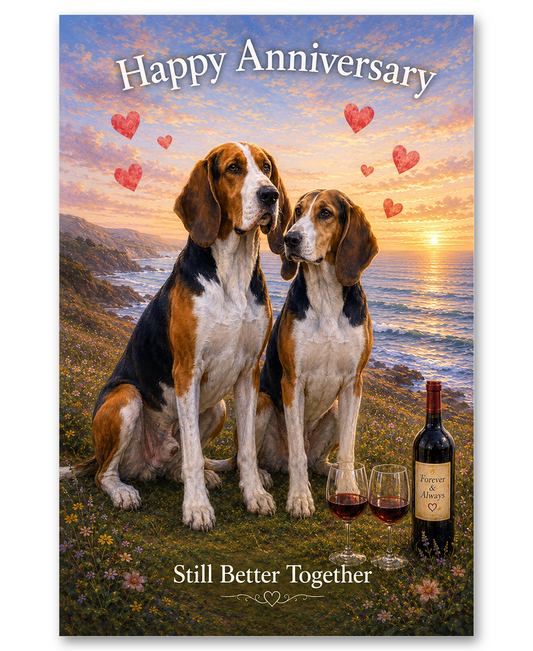 American English Coonhound Coastal Sunset Wedding Anniversary