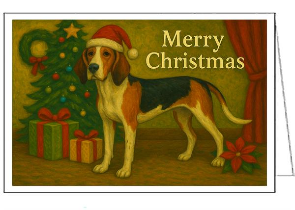 American English Coonhound Christmas Cards - 5 x 7 Inches. -  Set of 6