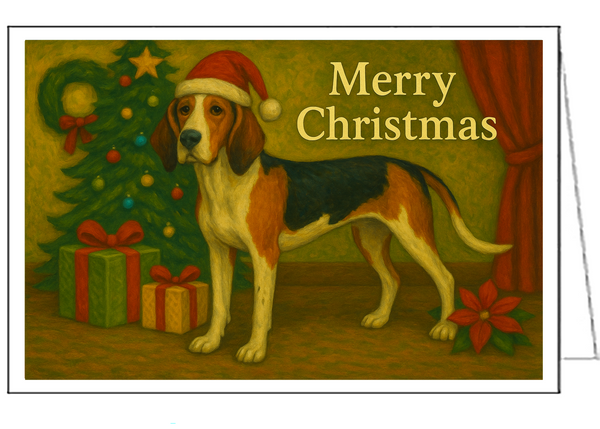 American English Coonhound Christmas Cards - 5 x 7 Inches. -  Set of 6