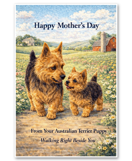 Australian Terrrier - Walking Right Beside You - Mother's Day Card