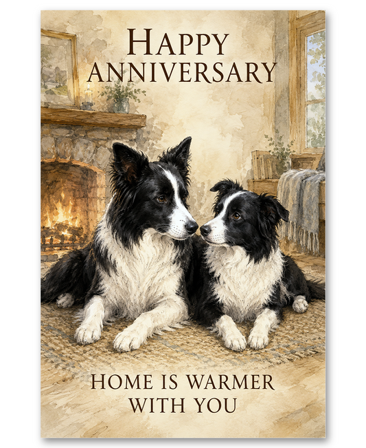 Border Collies-  Love Warms Every Season - Anniversary Card