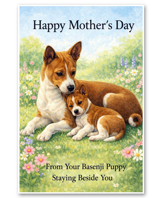 Basenji - Staying Beside You - Mother's Day Card