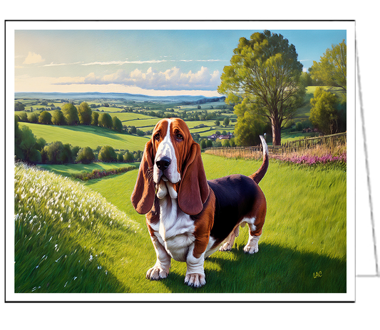 Charming Basset Hound Fine Art Notecards - Set of Six